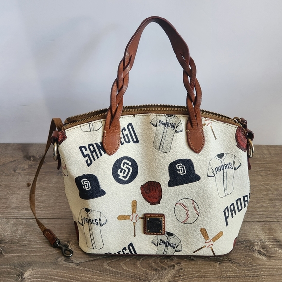 Dooney & Bourke Handbags - Dooney & Bourke San Diego Padres MLB Baseball Leather Shopper Tote Purse Bag